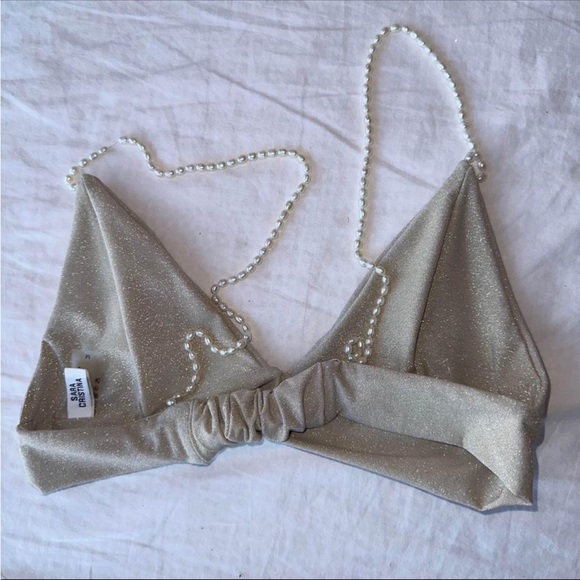 Sara Christina Glitter Bikini Top with Pearl Straps - Picture 1 of 2
